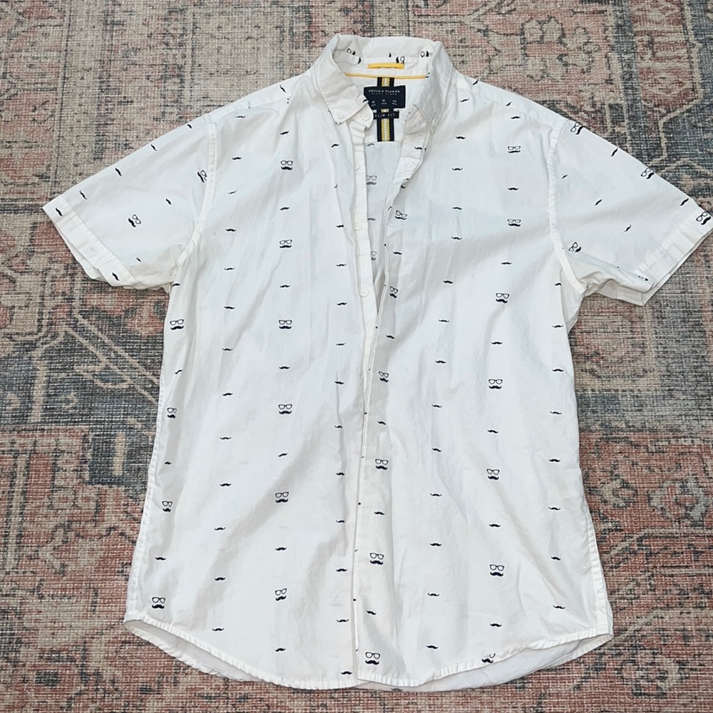 Men’s Denim and Flower Button Up